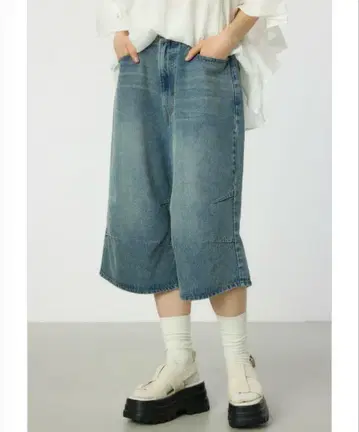 새상품 로데오 크라운 와이드 보울 데님 버뮤다 팬츠 L