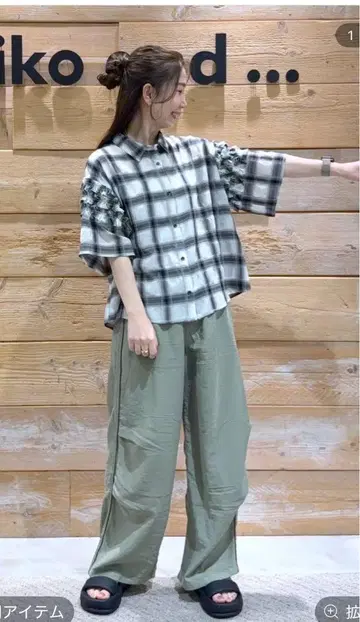 시어 옴브레 체크 프릴 셔츠 niko and -