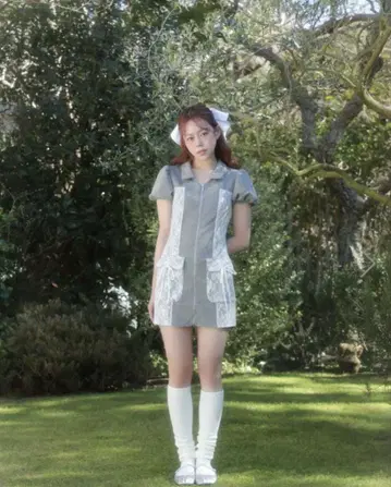 Bubbles 사이드 레이스 맨투맨 원피스