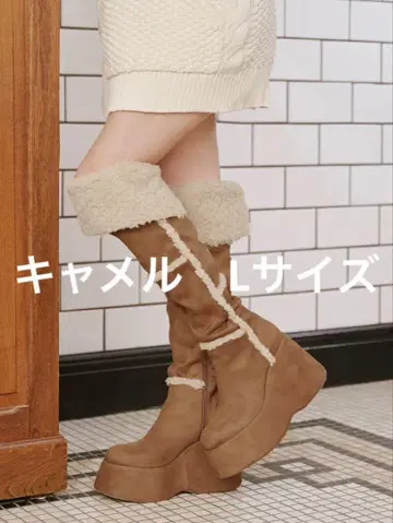Darich 다리치 페이크 무스탕 니하이 부츠 카멜 새상품
