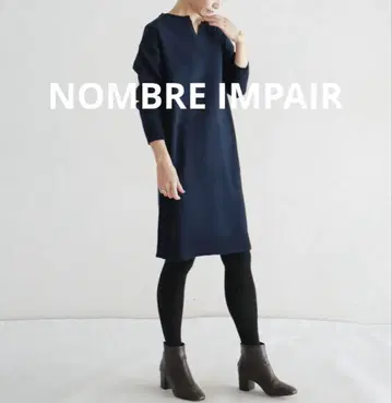 NOMBRE IMPAIR 긴팔 니트 원피스 네이비 [ 프리 사이즈 ]