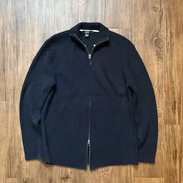 J.CREW 00s 드라이버 코튼 니트 더블 지퍼 네이비