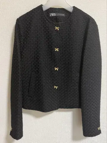ZARA 자라 루프 버튼 디테일 텍스처 자켓 리본 버튼