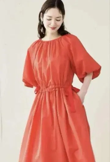 DOCLASSE 시어서커 드레이프 원피스 오렌지 M