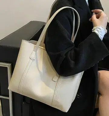 아이보리 토트백 대용량 심플 A4 대응 숄더