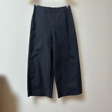 블랙 와이드 팬츠 허리밴딩