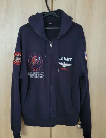 AVIREX U.S. NAVY TOP GUN 후드티 M 사이즈 네이비