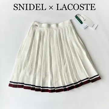 25SS 택 포함 스나이델 라코스테 플리츠 미니 스커트 화이트