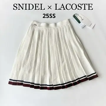 25SS 택 포함 스나이델 라코스테 플리츠 미니 스커트 화이트