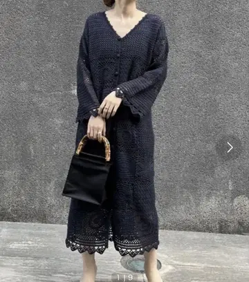 casa fline 네이비 레이스 롱 원피스