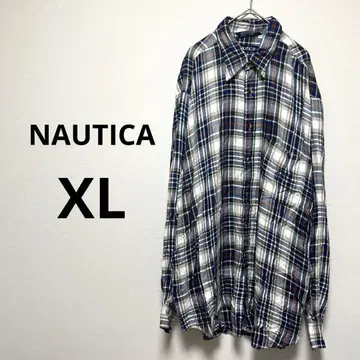 90s vintage NAUTICA X L 체크 버튼다운 라이트 플란넬