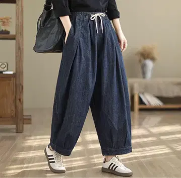 데님 와이드 팬츠 벌룬 팬츠 코쿤 팬츠