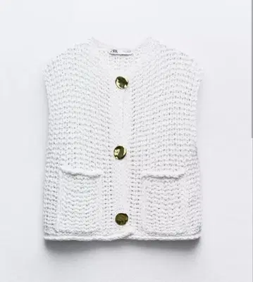 [ 미사용 ] ZARA 자라  니트 베스트 화이트 S