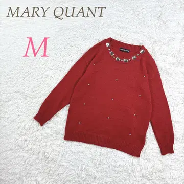 MARY QUANT 빨간색 M 스톤 장식 니트 비쥬