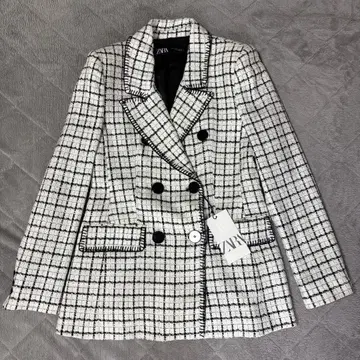 새상품 택 포함 ZARA 트위드 테일러드 자켓 화이트 M