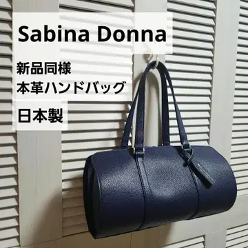새상품급 SabinaDonna 사비나돈나 천연 가죽 원통형 핸드백 네이비