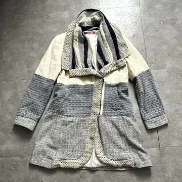 데시구알 desigual 변형 옷깃 롱 자켓 집업 코트 레이스 절개