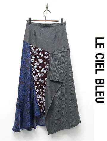 T254/새상품급 LE CIEL BLEU 패브릭 믹스 플레어 스커트