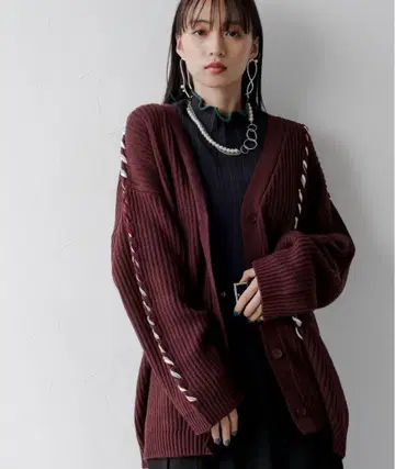 묶음 구매 할인 HARE 컬러 스티치 니트 가디건