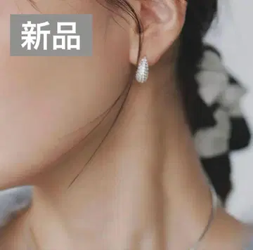 새상품 anuans 실버 스톤 미니 후프 귀찌