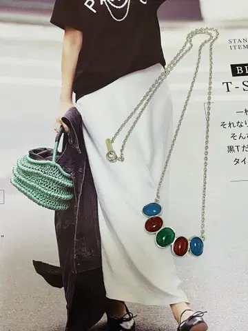 덕력 컬러풀 실버 목걸이