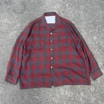 60s 빈티지 vintage 레이온 옴브레 체크 셔츠