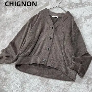 새상품급 chignon 시뇽 샤기 가디건 v넥