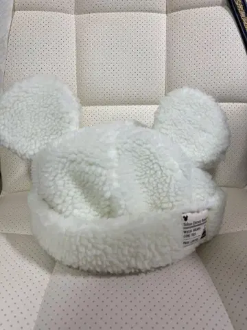 도쿄 디즈니 리조트 화이트 곰 귀 모자 복슬복슬 보아 햇 캡 화이트