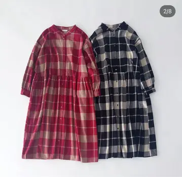모듬 패턴 밴드 카라 셔츠 원피스 사만사 모스모스