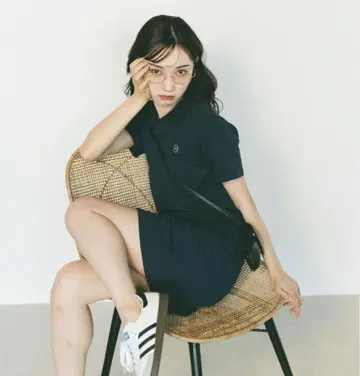 VANNIE U 네이비 폴로 셔츠 스타일 미니 원피스