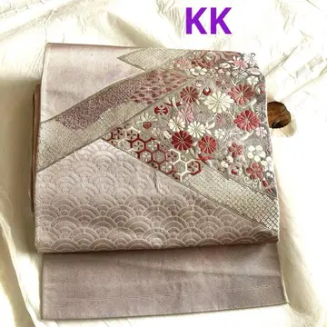 후쿠로 오비 순수 실크 자수 장식 캐주얼 오비 라벤더 KK