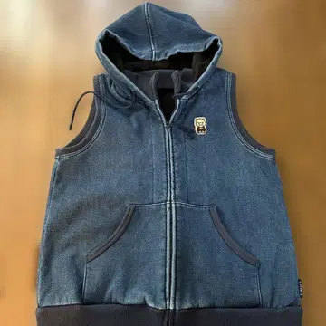 drug store's 정말 따뜻한 데님풍 후드 부착 베스트