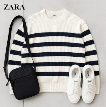 J902@ ZARA 니트 XL 사이즈 보더 크루넥 긴팔