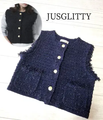 JUSGLITTY 크롭 니트 베스트