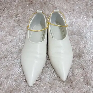 질 샌더 펌프스 발찌 플랫슈즈 사이즈 35 화이트