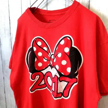 Disney 디즈니 미니 마우스 캐릭터 T셔츠 레드 L 구제 의류
