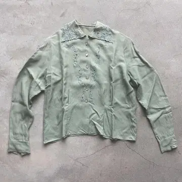 60s 빈티지 레이스 비즈 블라우스