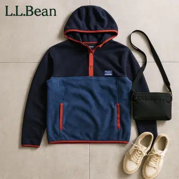 J990@ L.L.Bean 플리스 풀오버 후드티 M 후드 부착