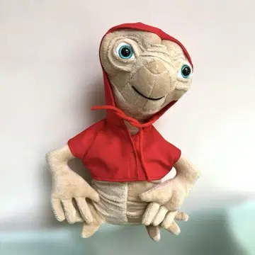 미사용 새상품 E.T. 빨간색 후드 부착 봉제 인형 이티