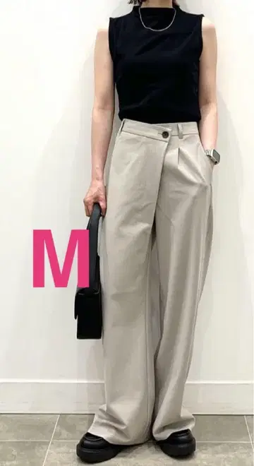 랩 슬랙스 Z+E 베이지 M 와이드 팬츠 슬랙스