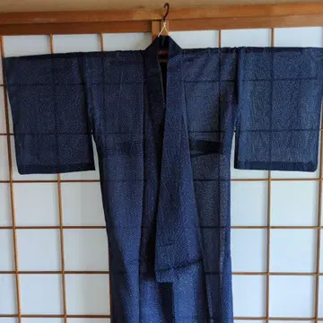 여름용 기모노 네이비 바탕 비침 있음