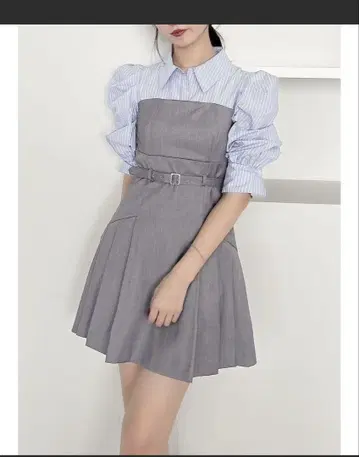 dazzlin 레이어드 셔츠 미니 원피스