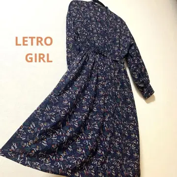 RETRO GIRL 미니 꽃무늬 원피스 네이비