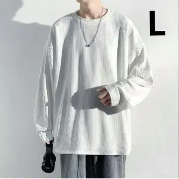 남성용 트레이닝복 긴팔 무지 롱 t셔츠 화이트 L