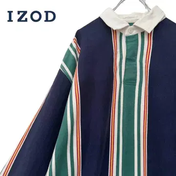 NE370@ IZOD 90s 라거 셔츠 멀티 스트라이프 보더 무늬 XL