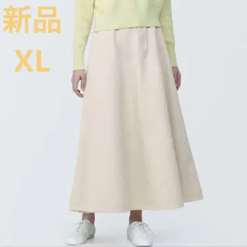 MUJI 나무 열매에서 만든 카포크 혼방 플레어 스커트 여성 XL 생지