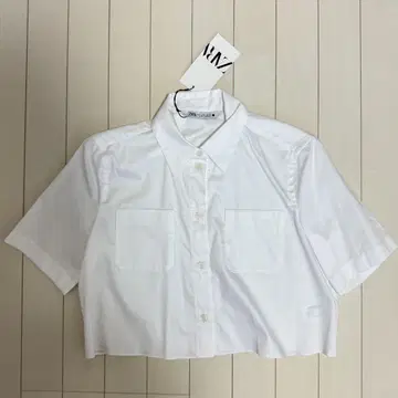 ZARA 자라 화이트 크롭 반팔 셔츠