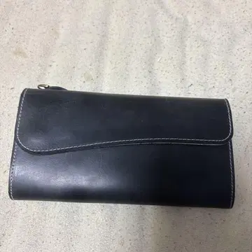 블랙 가죽 이단 장지갑