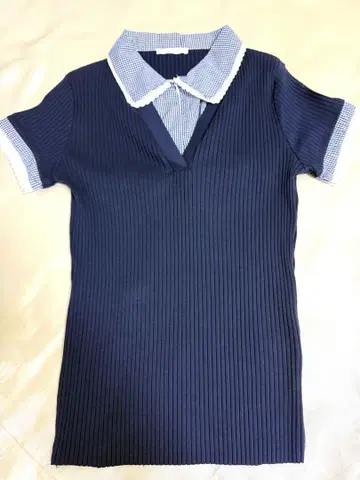 ZARA 피단빵 칼라 리브 T셔츠 L