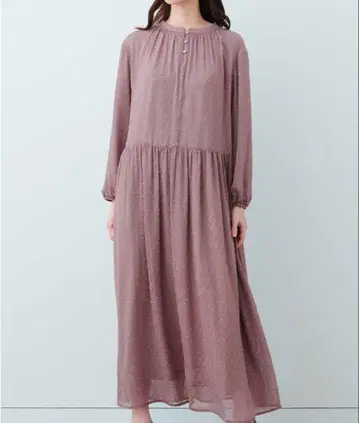 (미사용품) IEDIT 쉬폰 도비 소재 롱 원피스